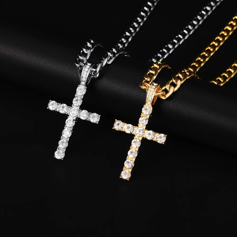 Men & Women Hip Hop Cross Pendant Necklace - Image 2