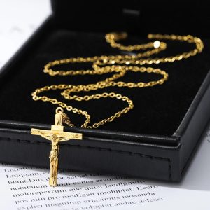 Christian Jesus Cross Necklace – Stainless Steel Choker Jewelry for Men & Women Short Description: