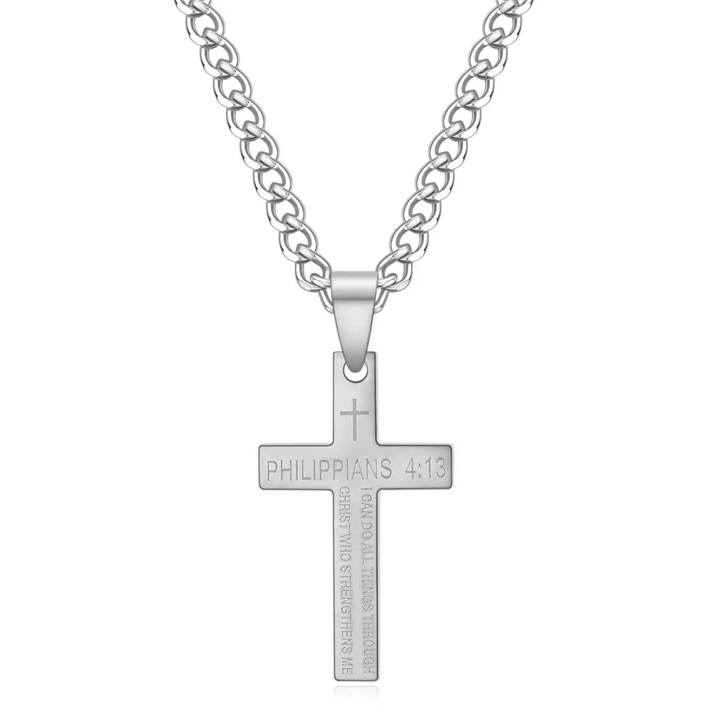 Christian Bible Cross Stainless Steel Statement Necklace – Unisex Catholic Religious Jewelry - Image 12