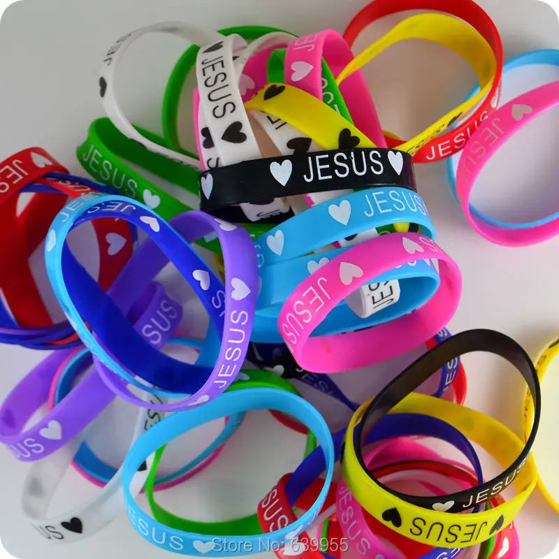 10x Heart JESUS silicone Bracelet wristband Catholic Christian Orthodox Religious Fashion Jewelry - Image 2