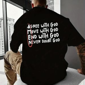 Christian "God" Print T-Shirt – 100% Cotton Casual Faith Tee for Men