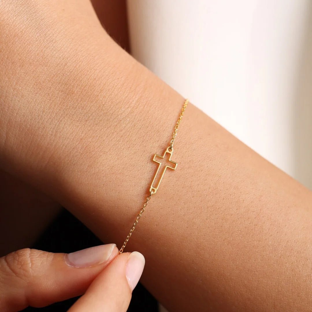Fashion Cross Chain Bracelet for Women – Stainless Steel Dainty Christian Jewelry Gift - Image 2