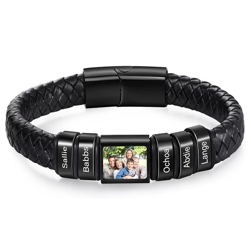 Custom Photo Bracelet – Personalized Leather Name Bracelet for Men, Boys & Husbands - Image 9