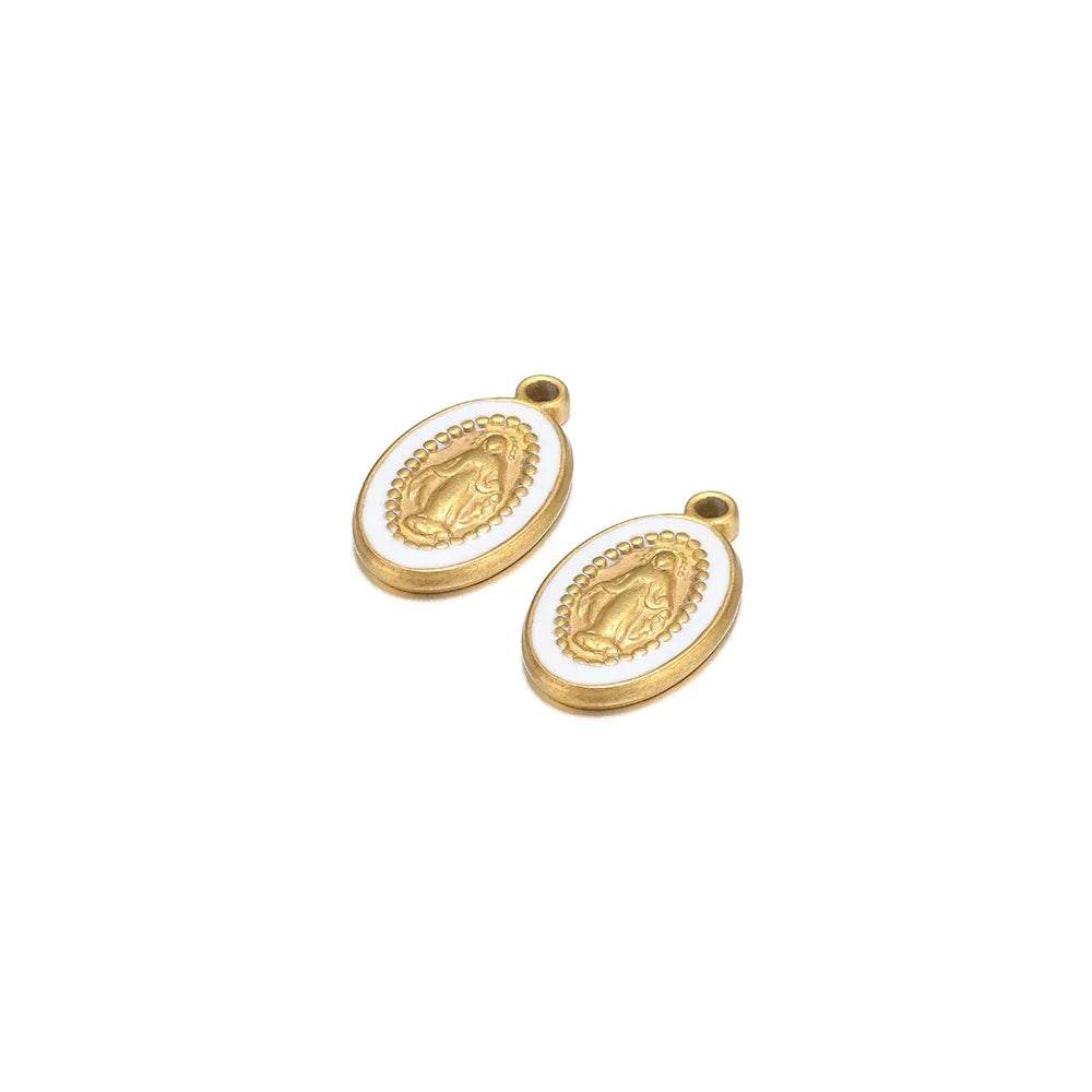 5pcs Stainless Steel Oval Jesus Charms – Religious Pendants for DIY Jewelry & Crafts - Image 11