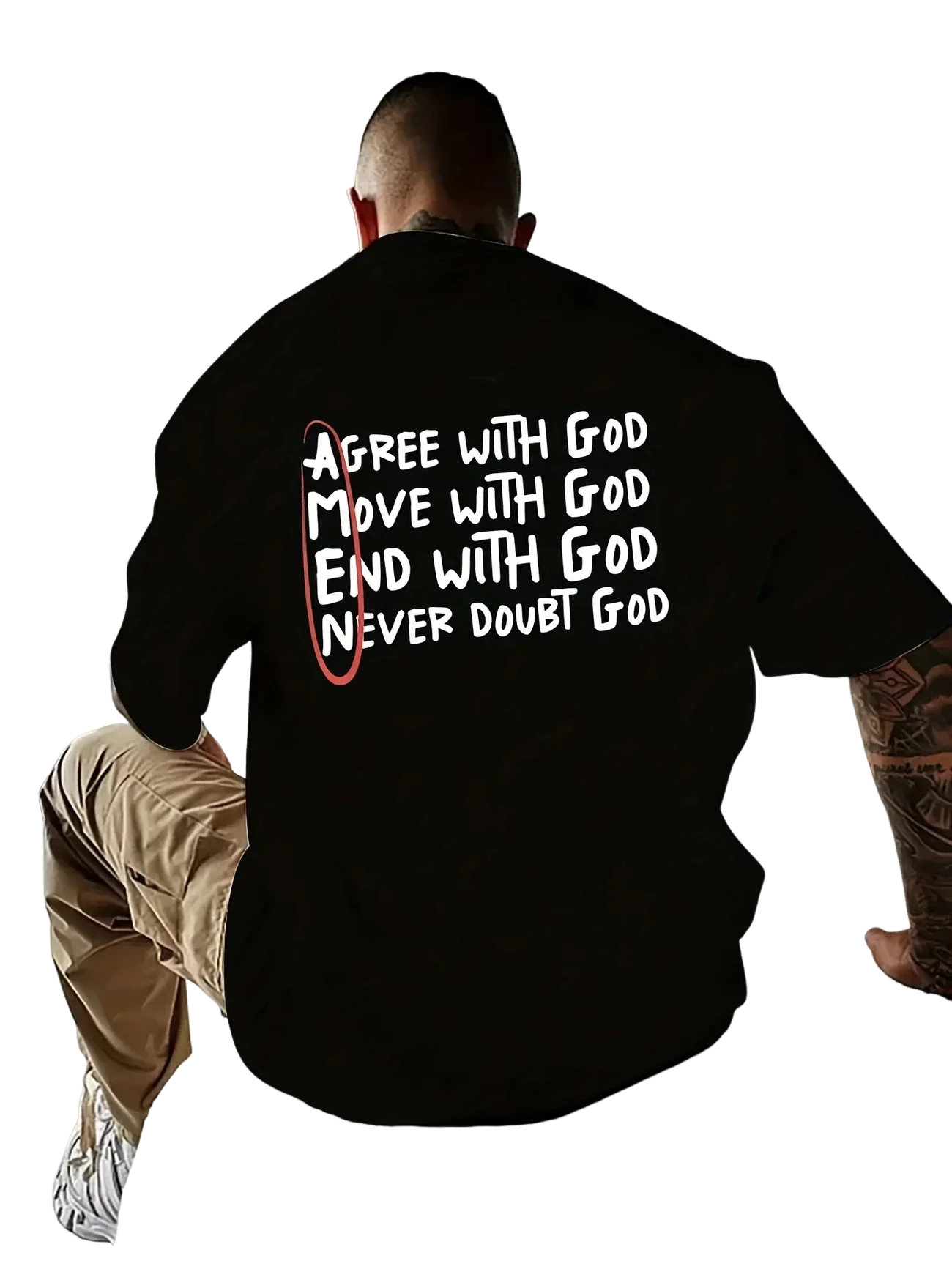 Christian "God" Print T-Shirt – 100% Cotton Casual Faith Tee for Men - Image 5