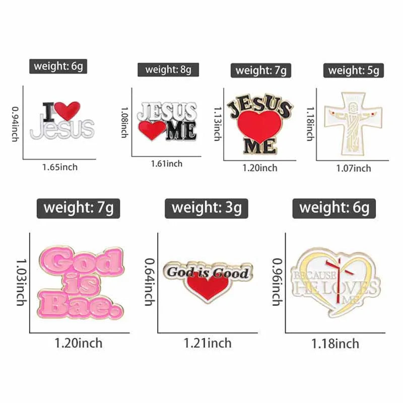 Jesus Loves Me & God Is Good Enamel Pin Set – Custom Christian Metal Brooches for Backpacks & Gifts - Image 2