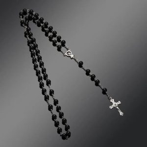 Fashion Vintage Cross Necklace with Rosary Beads