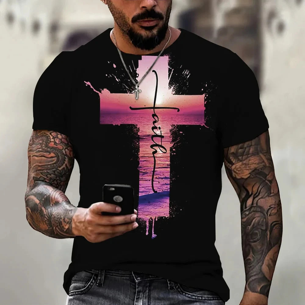 Gothic Jesus T-Shirt – Christian Cross Graphic Streetwear for Men & Women - Image 2