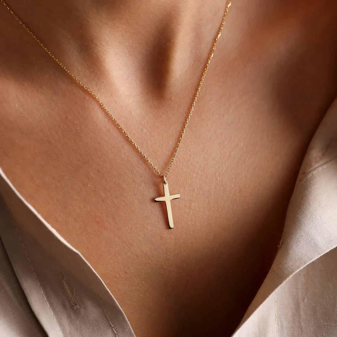Fashion Stainless Steel Cross Necklace – Gold & Silver Color Jewelry for Men & Women - Image 4