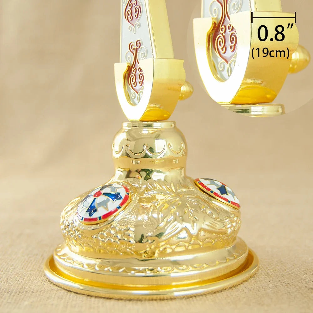 Gold-Plated Metal Cross Stand – Orthodox & Catholic Religious Craft for Church or Home - Image 7