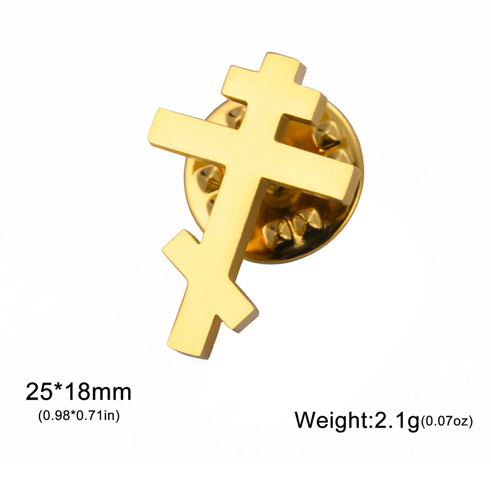 Dawapara Stainless Steel Orthodox Cross Brooch – Minimalist Christian Lapel Pin Gift - Image 6
