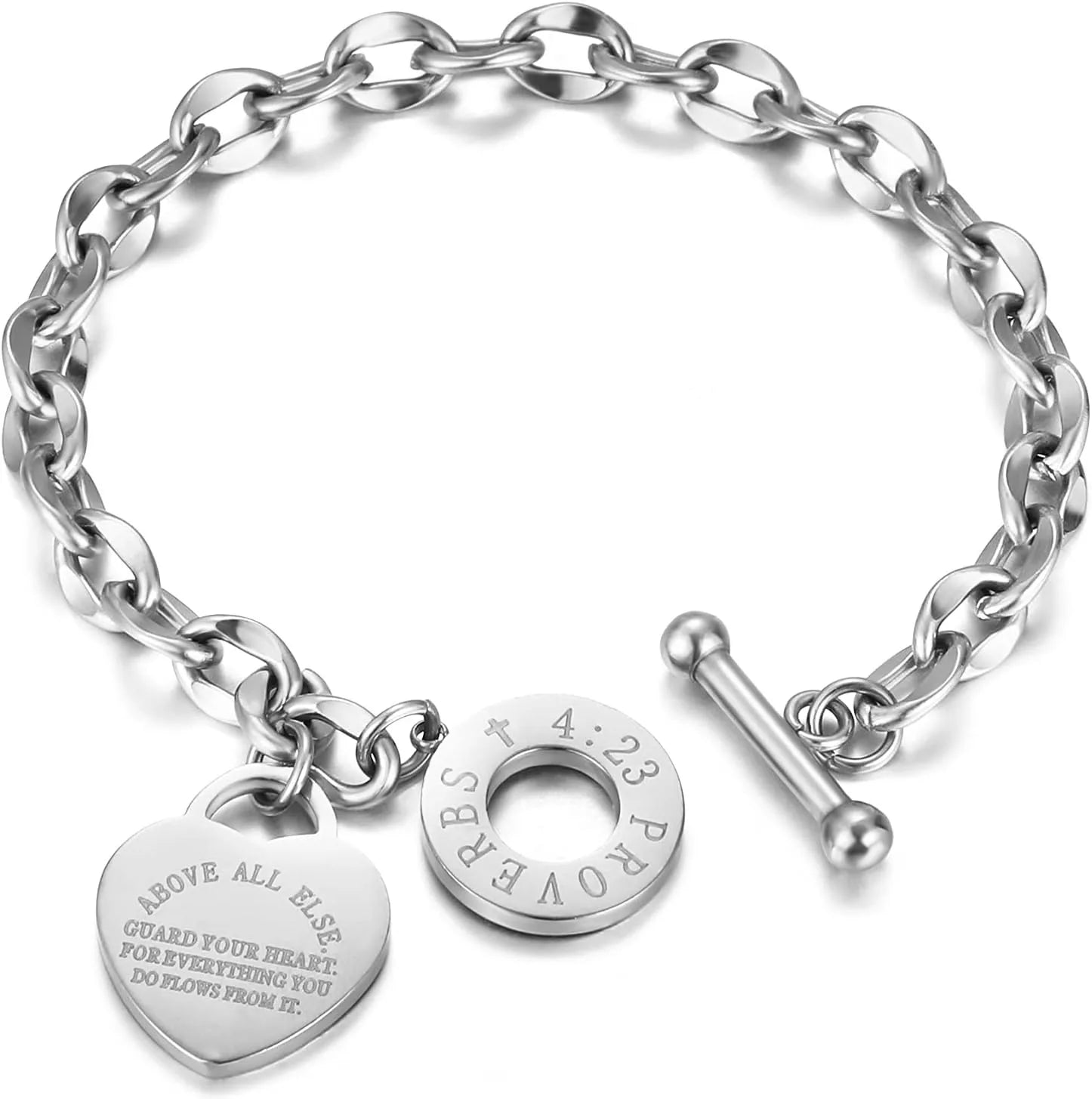 Love Heart Bible Verse Bracelet – Silver/Gold OT Clasp Chain Jewelry Gift for Women - Image 7