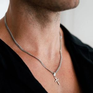Casual Cross Pendant Necklace – Waterproof Stainless Steel Jewelry for Men & Boys