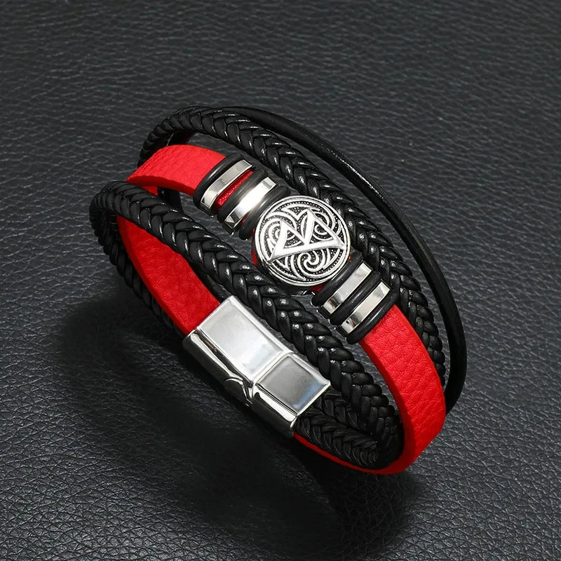 Men’s Musical Symbol Leather Bracelet – Vintage Multi-Layer Wristwear - Image 6