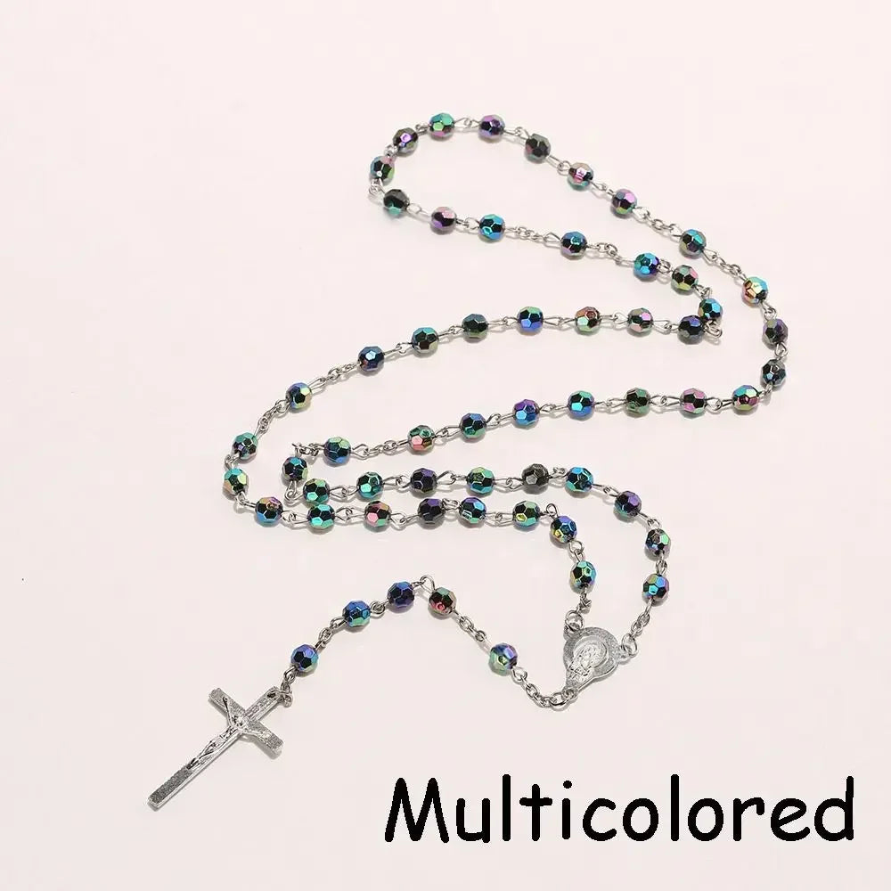 Fashion Vintage Cross Necklace with Rosary Beads - Image 10
