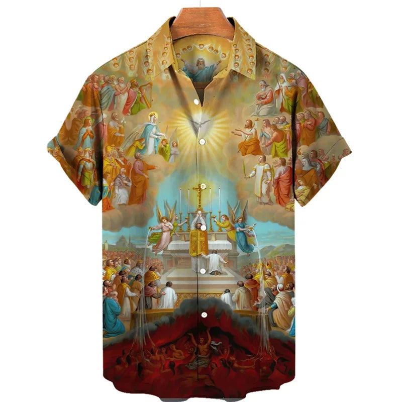My God Jesus 3D Print Shirt – Summer Harajuku Lapel Shirt for Men & Kids - Image 12
