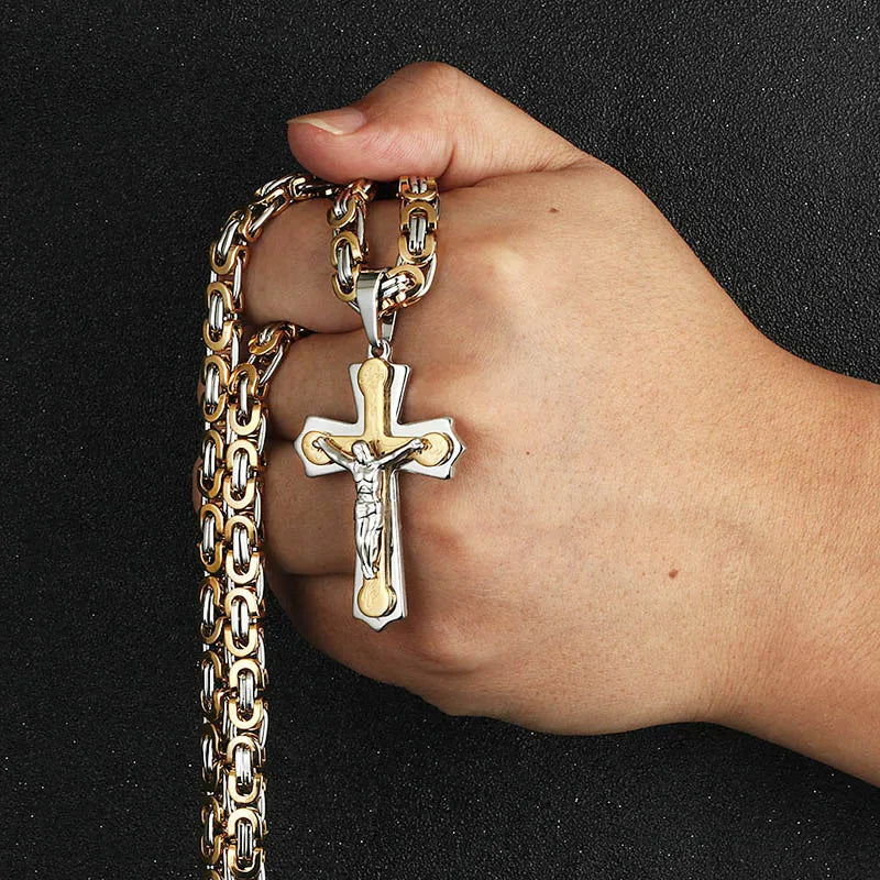 Diyalo Religious Jesus Cross Necklace for Men - Image 3