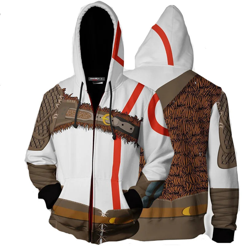 Anime God of War Kratos Hoodie – Custom Size Cosplay Jacket & Casual Sportswear