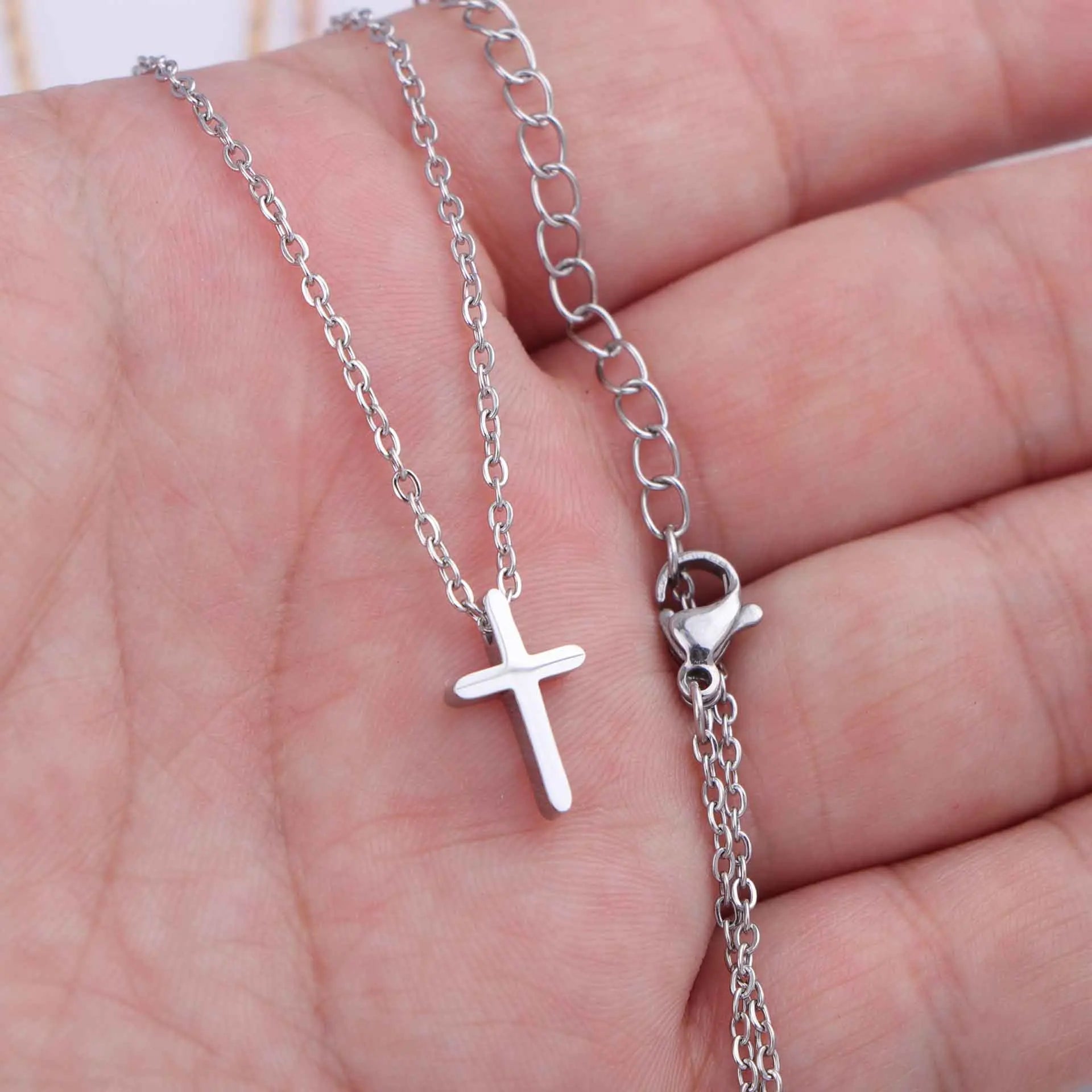 Mirror Polished Stainless Steel Mini Cross Necklace – Christian Jewelry Gift for Women & Girls - Image 3
