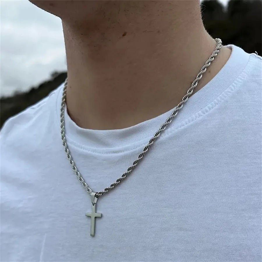 LATS Vintage Stainless Steel Chain Alloy Cross Pendant Necklace – High Quality Wholesale Jewelry