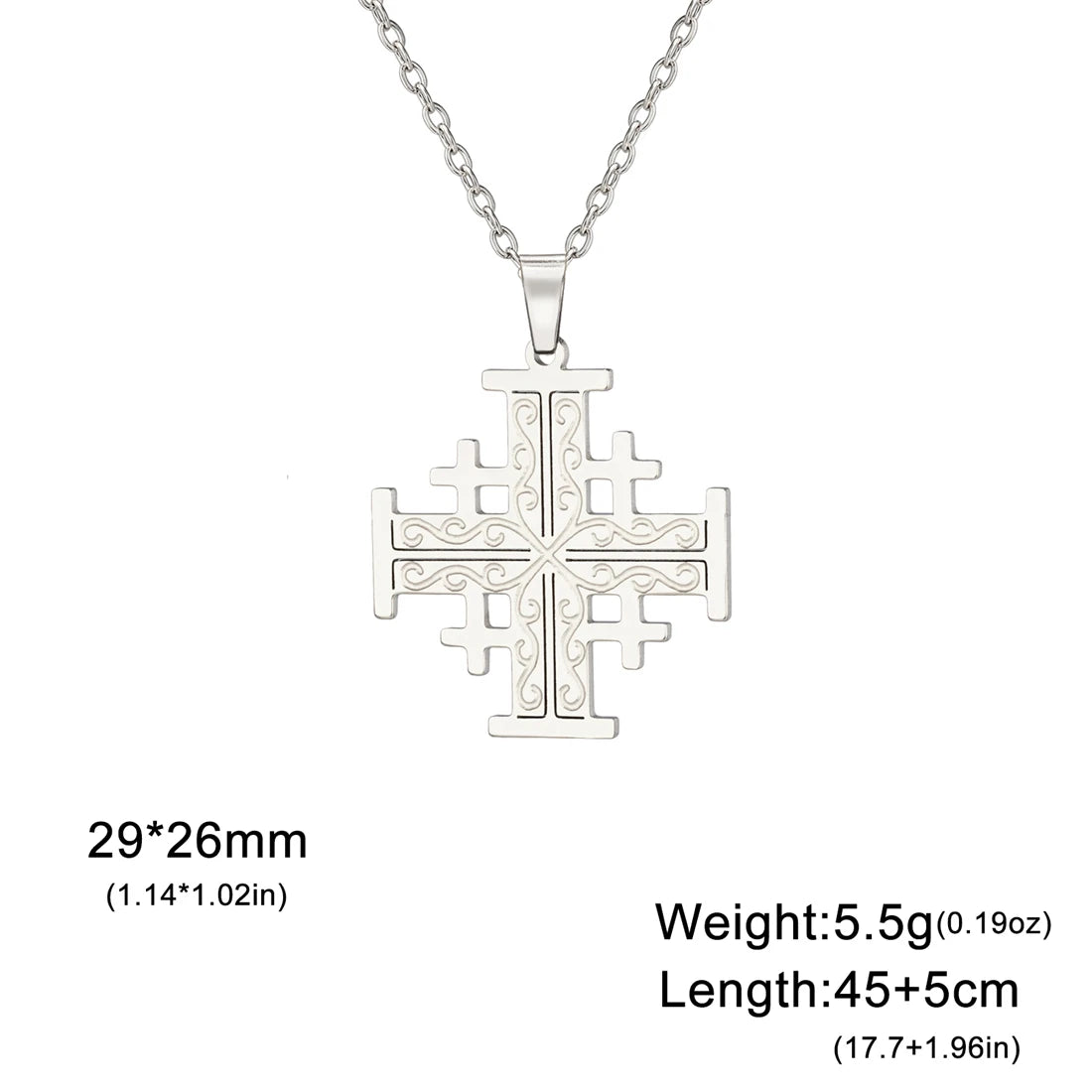 EUEAVAN Crusader Five-Fold Cross Pendant Necklace – Stainless Steel Christian Jewelry - Image 8