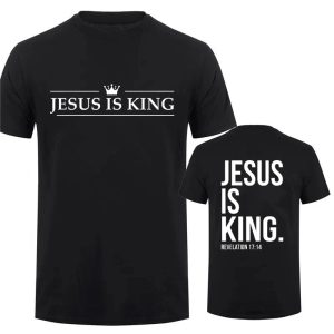 "Jesus Is King" Print T-Shirt – Casual Christian Faith Tee for Men