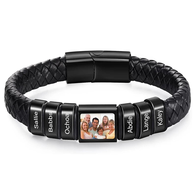 Custom Photo Bracelet – Personalized Leather Name Bracelet for Men, Boys & Husbands - Image 17