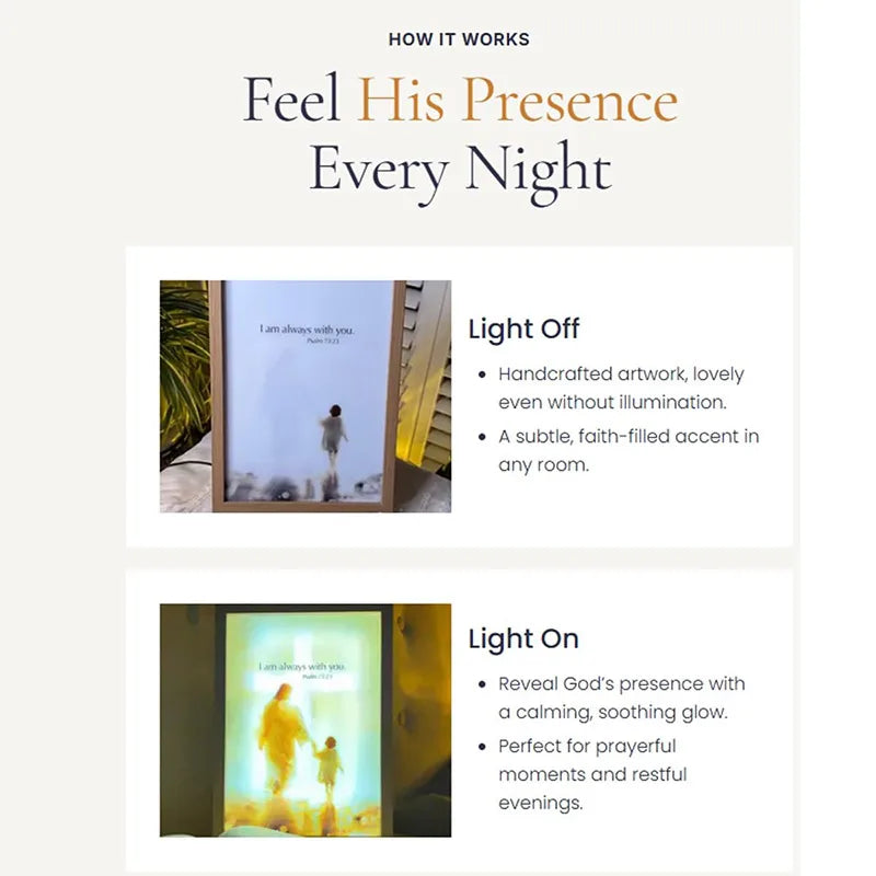 Lumin Works "Jesus – I Am Always With You" 4D LED Wall Art Light - Image 6