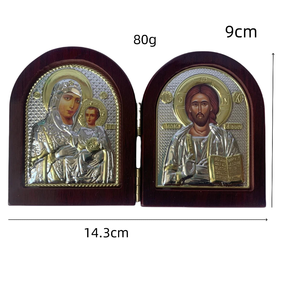 Jesus & Virgin Mary Wood Icon – Double-Sided Religious Statue for Home & Church Decor - Image 6