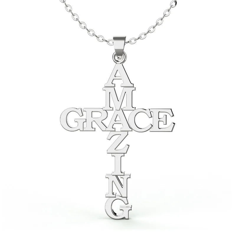 Amazing Grace Necklace – Stainless Steel Christian Jewelry for Men
