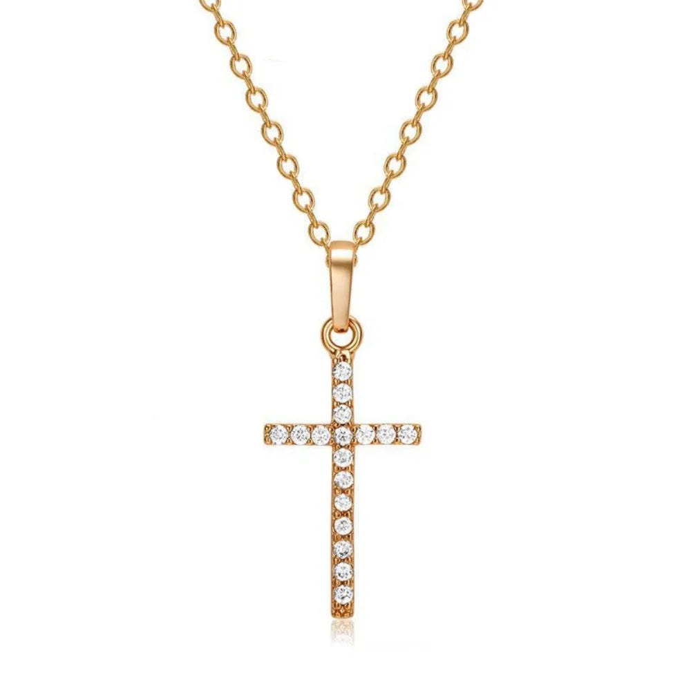 Cross Pendant Rhinestone Inlay Adjustable Necklace - Image 4