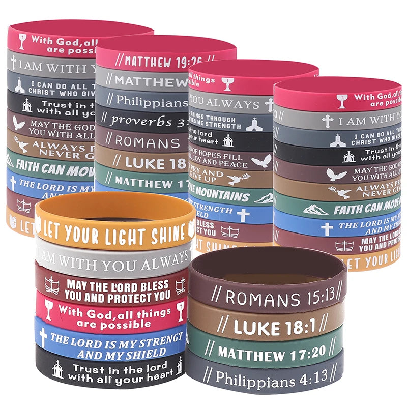 40pcs Inspirational Bible Verse Silicone Bracelets – Faith-Based Wristbands for Men, Women & Teens - Image 3