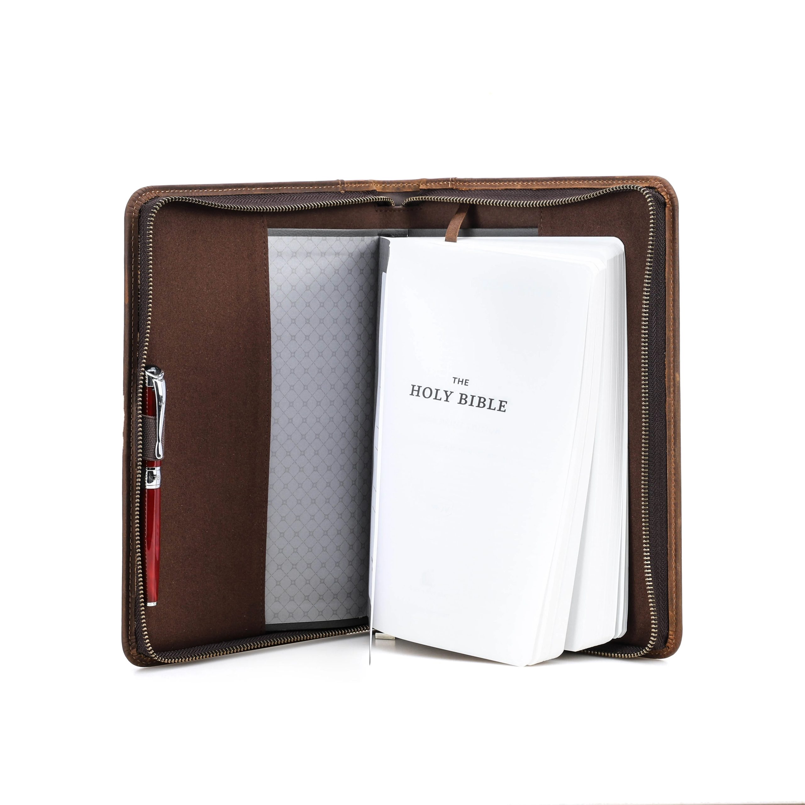 Handmade Custom Cowhide Leather Book Cover – Bible Case & Travel Portfolio - Image 7