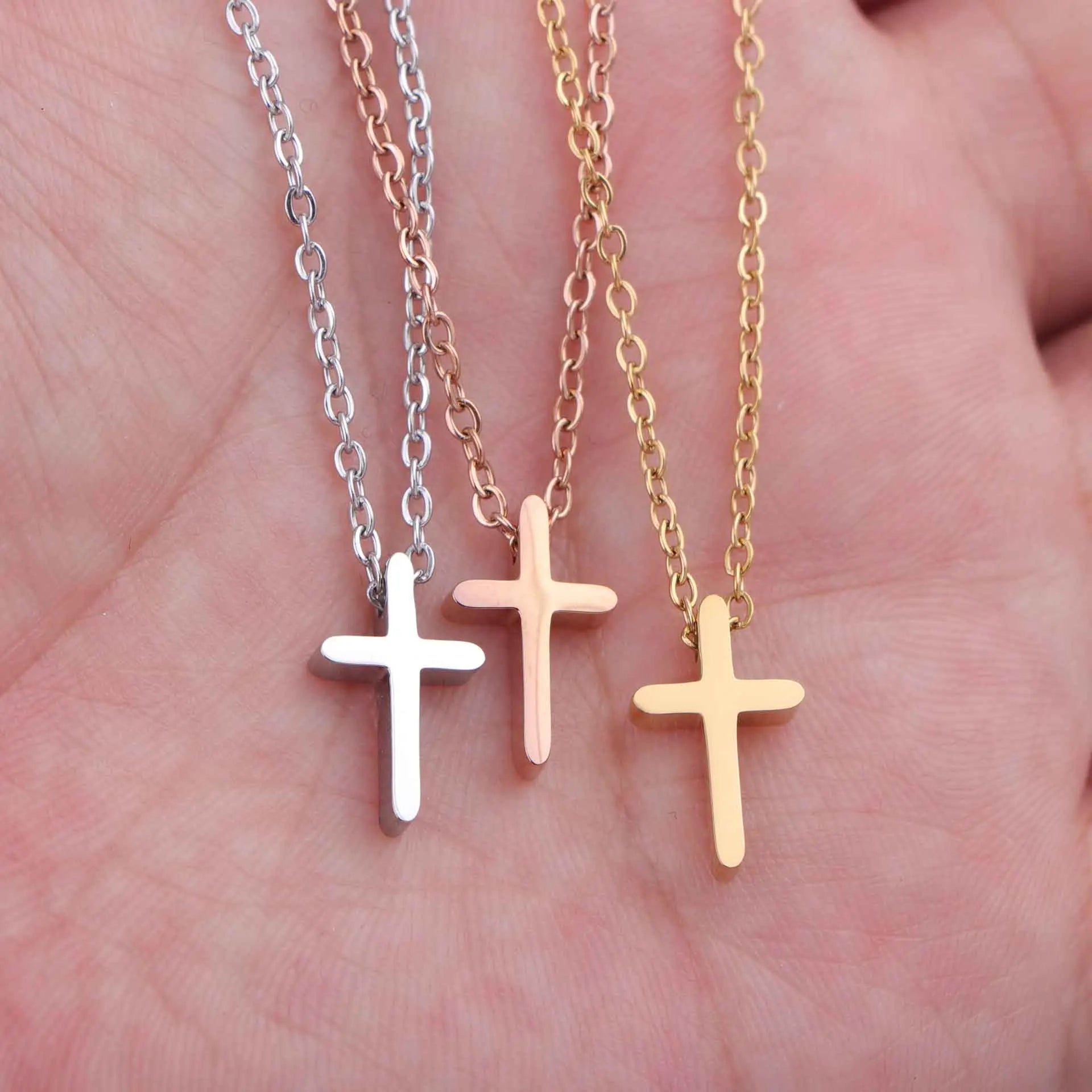 Mirror Polished Stainless Steel Mini Cross Necklace – Christian Jewelry Gift for Women & Girls - Image 2