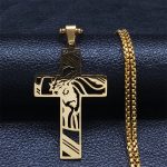 Hip Hop Punk Crown of Thorns Jesus Cross Necklace
