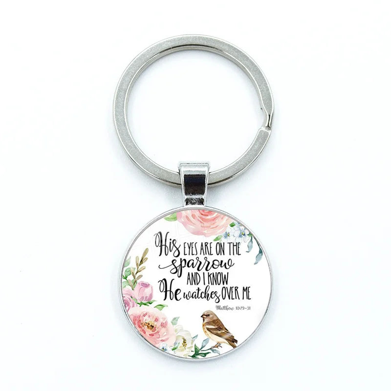 Give Thanks With A Grateful Heart Keychain – Bible Verse Glass Cabochon Charm Gift - Image 25