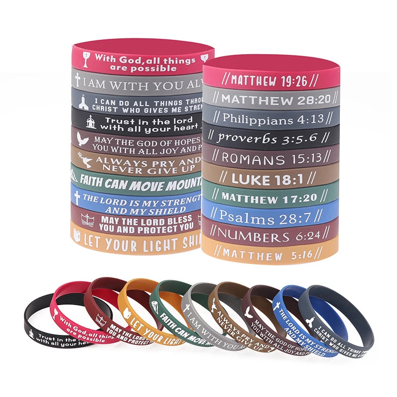40pcs Inspirational Bible Verse Silicone Bracelets – Faith-Based Wristbands for Men, Women & Teens - Image 2