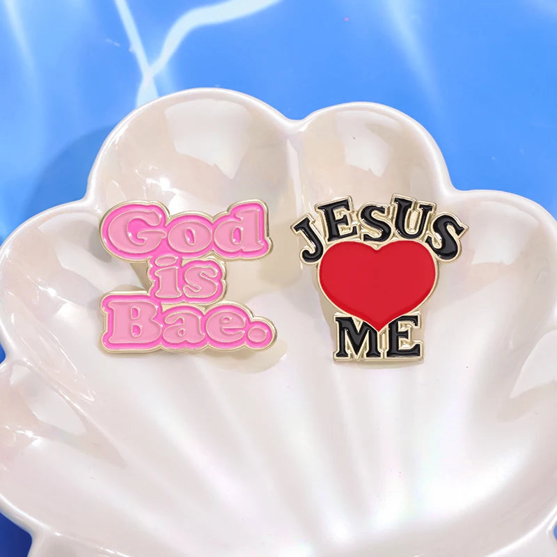 Jesus Loves Me & God Is Good Enamel Pin Set – Custom Christian Metal Brooches for Backpacks & Gifts - Image 6