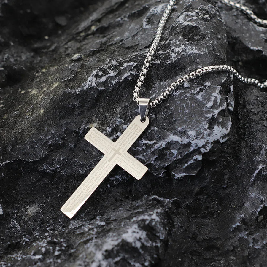 Classic Stainless Steel Cross Necklace for Men – 24-Inch Long Pendant, Hip-Hop Rock Style - Image 6