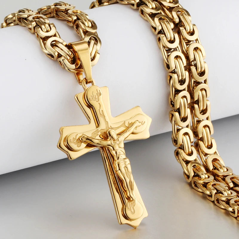 Diyalo Religious Jesus Cross Necklace for Men