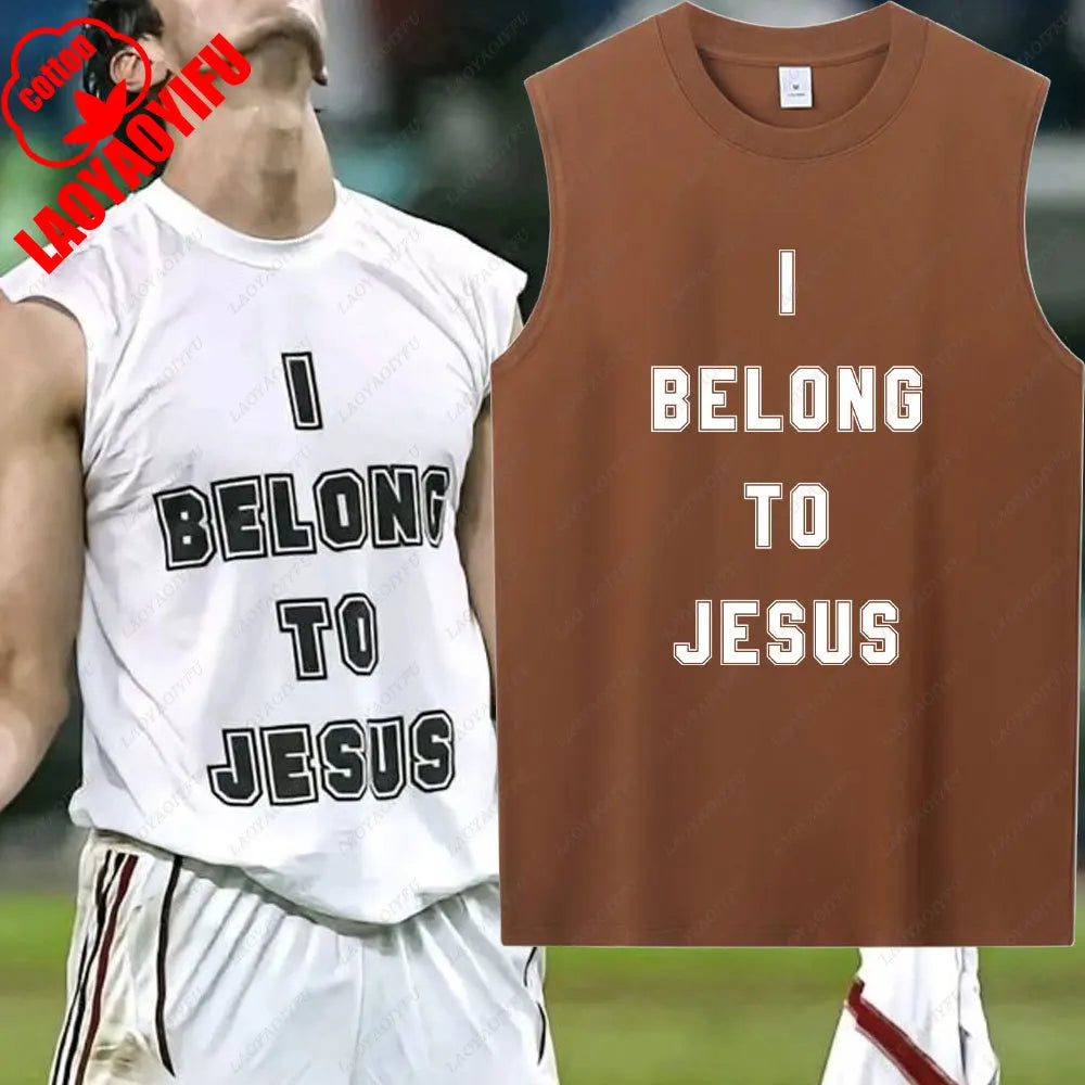 "I Belong to Jesus" Men's Sleeveless Vest – Summer Cotton Christian Tank Top - Image 7