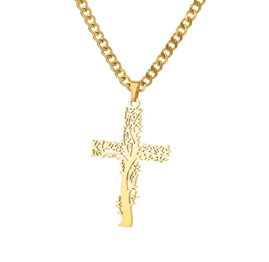 Caravaca Angels Crucifix Necklace – Gold Stainless Steel Jesus Cross for Men & Women - Image 10