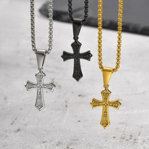 Luxury Rotatable Crown Zircon Cross Choker Necklace & Earrings Set – Christian Jewelry for Women