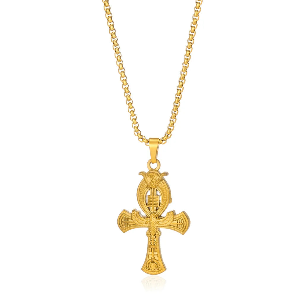 Caravaca Angels Crucifix Necklace – Gold Stainless Steel Jesus Cross for Men & Women - Image 14