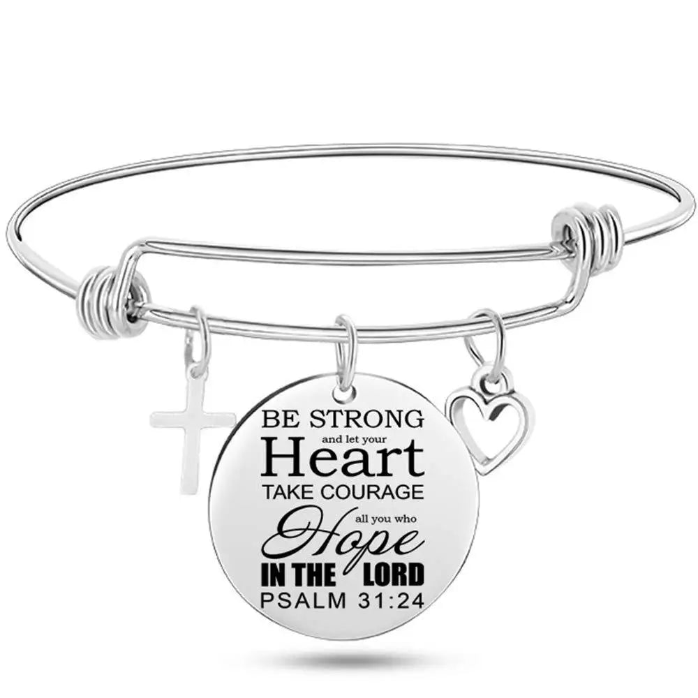 DAVINI Stainless Steel Adjustable Bible Verse Bangle – 20 Inspiring Christian Styles - Image 5