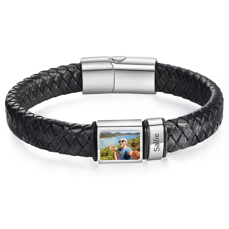 Custom Photo Bracelet – Personalized Leather Name Bracelet for Men, Boys & Husbands - Image 18