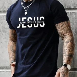 "Jesus – The Way, The Truth, The Life" T-Shirt – 100% Cotton Casual Summer Tee for Men
