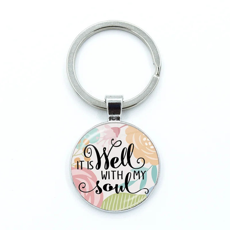 Give Thanks With A Grateful Heart Keychain – Bible Verse Glass Cabochon Charm Gift - Image 28
