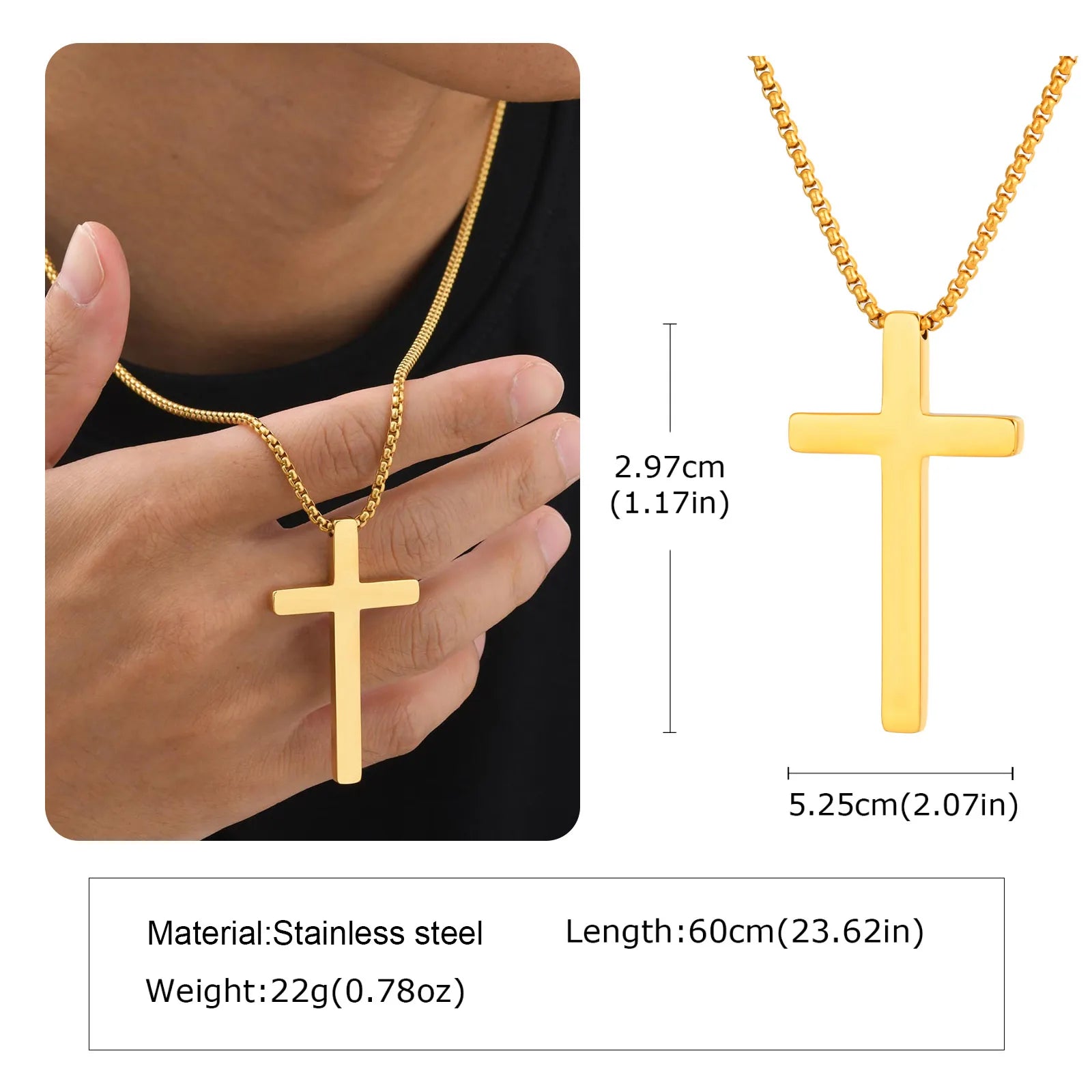 Classic Men's Cross Pendant Necklace – Waterproof Stainless Steel Christian Jewelry - Image 8
